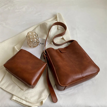 Retro PU Tote Bag Set