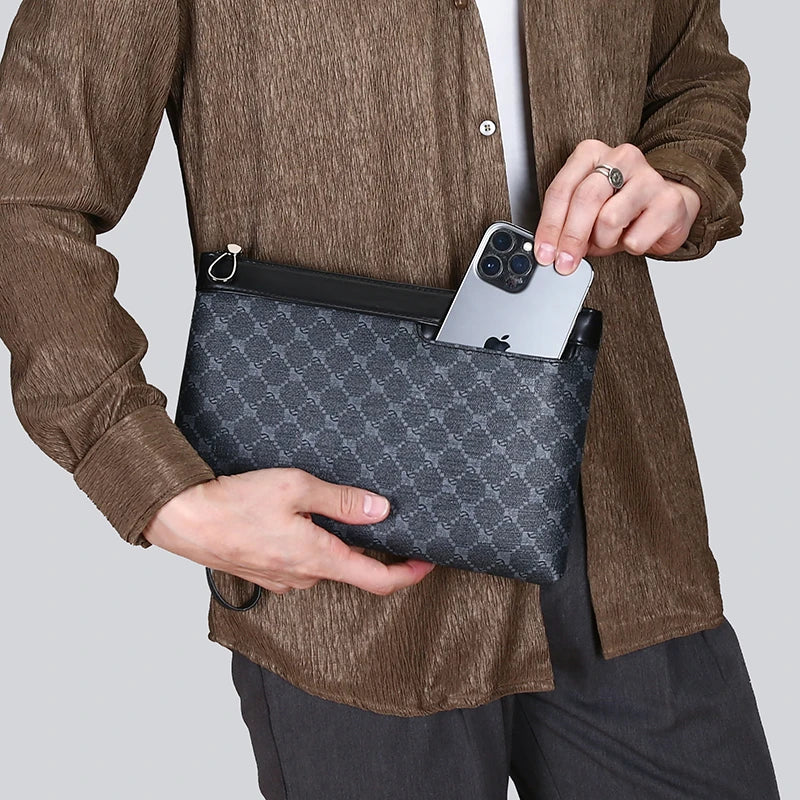 Men's Checkered Envelope Clutch