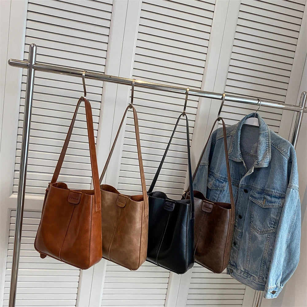 Retro PU Tote Bag Set